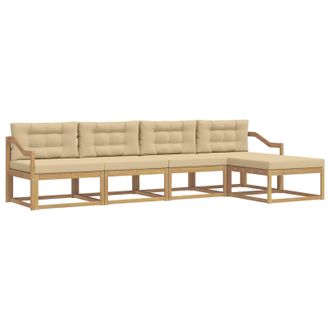 vidaXL Conjunto De Sof&aacute;s De Exterior Con Coj&iacute;n 4 Pcs Y Beige Poli&eacute;ster Vidaxl