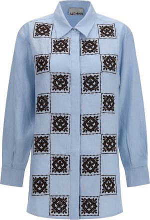 Alemais Womens Shirt Grace Pale Blue Linen