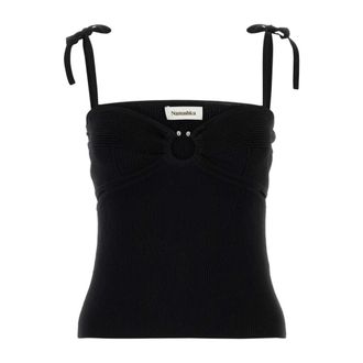 Nanushka Tops, Dames, Zwart, M, Stretch Viscose Blend Savera Top