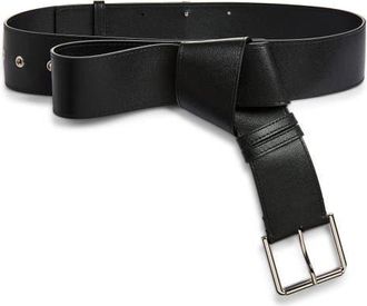 Givenchy Windsor Knot Leather Belt with Buckle in Black at Nordstrom, Size 75