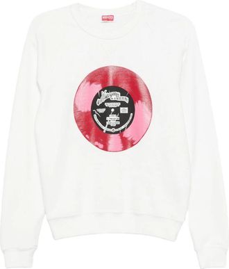 Kenzo Sounds Grafische Print Raglanmouw Sweatshirt - Dames - Sweatshirts - Wit - S - Katoen - Hoodies & sweatvesten