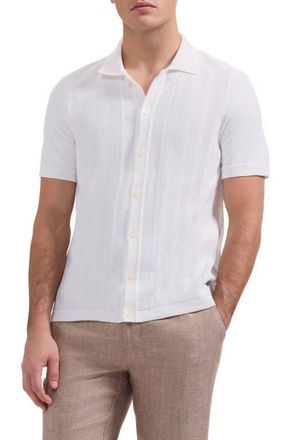 Bugatchi Short Sleeve Cardigan in Chalk at Nordstrom, Size Xx-Large