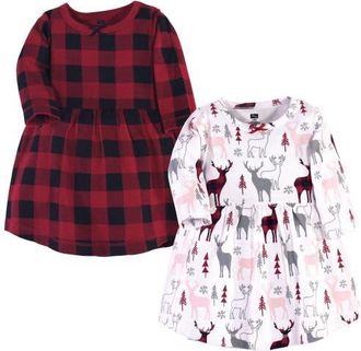 Hudson Baby Twin Pack Long-Sleeve Dress Bundle in Deer at Nordstrom, Size 12-18M