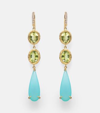 Octavia Elizabeth Orecchini pendenti Santorini in oro 18kt con pietre preziose