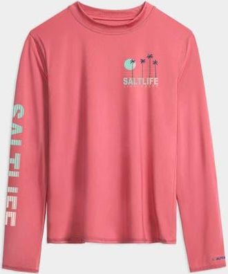 Salt Life Palmline Performance Long Sleeve Tee in Flamingo Heather at Nordstrom, Size X-Large