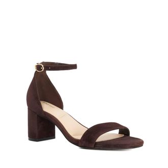 Dune London Ladies MELINS Ankle Strap Block Heel Sandals Size UK 4 Suede Heeled Sandals