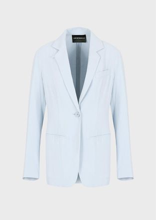 Emporio Armani Womens Blazer in Light Blue Textile - Size 12 UK