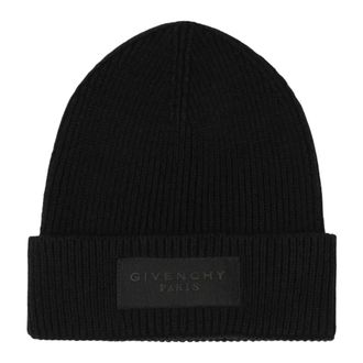 Givenchy Geribbelde Gebreide Muts - Heren - Accessoires - Zwart - Maat: ONE Size Katoen