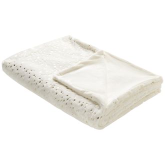 Beliani Beliani - Manta Cubrecama De Poli&eacute;ster Con Estampado De Estrellas Doradas 150 X 200 Cm Blanco Crema Alazeya