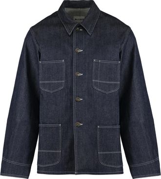 Moorer Jassen, Heren, Blauw, L, Denim, Denim overshirt met vier voorzakken