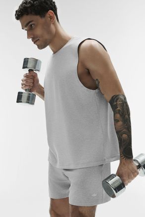 Alo | Conquer Muscle Tank Top in Athletic Heather Grey, Size: Medium