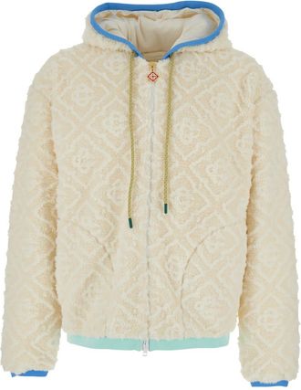 Casablanca Beige Jacket With All-over Monogram And Fixed Hood In Fabric Man