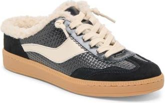 Dolce Vita Notice Faux Shearling Sneaker in Black Woven Leather at Nordstrom, Size 7.5