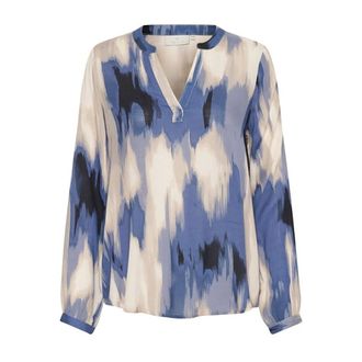 Kaffe Blauwe abstracte print blouse - Dames - Blouses & Shirts - Veelkleurig - Maat: XS Viscose