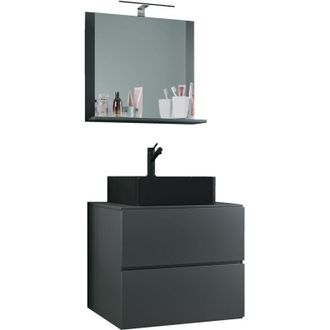ebuy24 Ebuy24 - vcm 3 pz Lavabo lavabo lavabo nero larghezza armadio inferiore 60 cm arredo bagno set con cassetti specchio Lendas s bl (antracite)