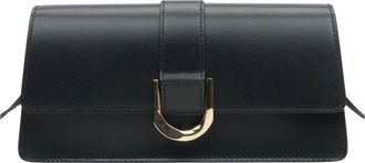 Estro & Luminara Tassen, Dames, Zwart, ONE Size, Leer, Zwarte leren handtas met gouden accenten