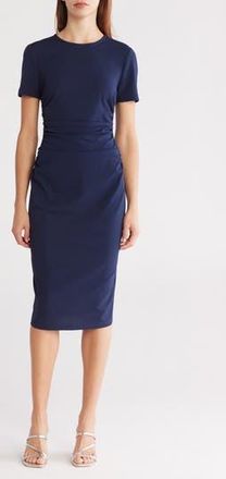 Maggy London Ruched Short Sleeve Midi Dress in Navy Blazer at Nordstrom Rack, Size 18 (Similar To 16W)