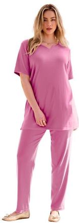 Roaman's Plus Size Soft Knit Tunic With Notch Neckline in Mauve Orchid at Nordstrom, Size 6X