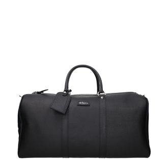 Kiton Herens Zwart lederen schoudertas