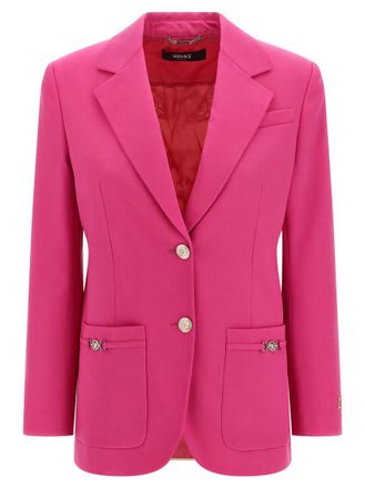 Versace Fuchsia Solid Notched Lapel Blazer