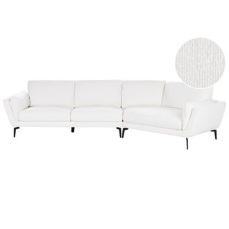 Beliani Beliani - Sof&aacute; 3 Plazas Estilo Minimalista Respaldo Acolchado Chaise Boucl&eacute; Blanco Kansseli