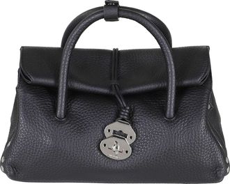 Zanellato Black Hammered Leather Shoulder Bag