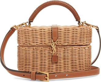 Saint Laurent Gaby Wicker Vanity Bag in Naturel/Brick at Nordstrom