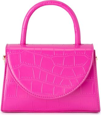 Olga Berg Nadia Croc Embossed Faux Leather Top Handle Bag in Fuchsia at Nordstrom Rack