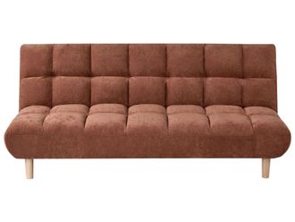 Beliani Divano Letto Moderno A 2 Posti Senza Braccioli In Tessuto Schienale Trapuntato E Trapuntato Gambe In Legno Marrone Dorato Risor