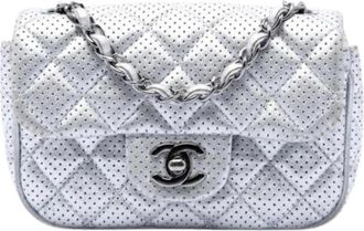 Chanel Pre-owned Vintage Quilted Crossbody Bag - Dames - Vintage Schoudertas - Grijs - ONE Size - Leer - Vintage