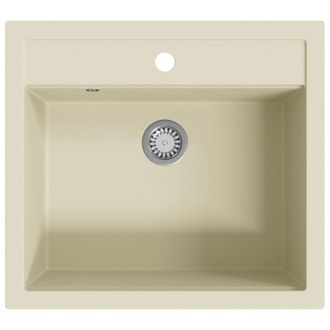 vidaXL Fregadero De Cocina De Granito Con Un Seno Beige Vidaxl