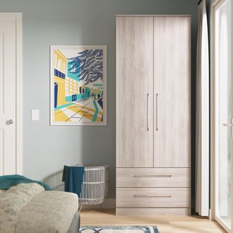 Welcome Furniture Wellington Ready Assembled 2 Door 2 Drawer Wardrobe in Grey Oak - Welcome Furniture | TJ Hughes