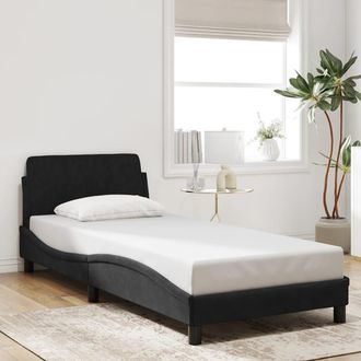 vidaXL Cama Con Cabecero Sin Colch&oacute;n Terciopelo Negro 90x200 Cm Vidaxl