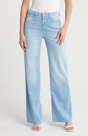 L'agence Scottie High Waist Raw Hem Wide Leg Jeans in Bayview at Nordstrom Rack, Size 34