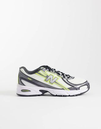 New Balance 740 - Sneakers bianche, grigie e gialle-Bianco