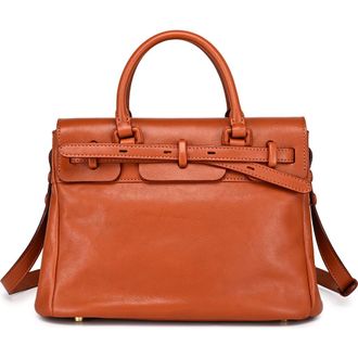 OLD TREND Wishbone Genuine Leather Structured Heritage Satchel in Cognac at Nordstrom