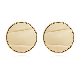 Chlo&eacute; Pleats Ronde Oorbellen - Dames - Oorbellen - Beige - ONE Size - Leer - Accessoires