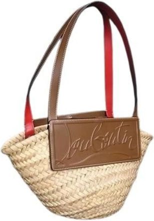 Christian Louboutin Raffia Leather Handbag Tote Bag (Pre-Owned)