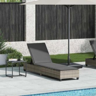 vidaXL Vidaxl - Lettino Prendisole con Cuscini Grigio 55x200x25,5cm Polyrattan