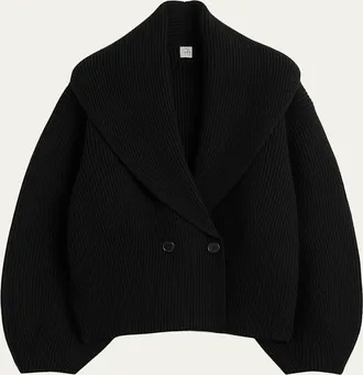 Toteme Shawl-Lapel Oversized Wool Cardigan