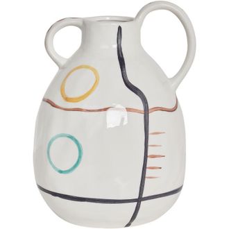 Beliani Beliani - Vaso per Fiori Decorazione Casa Gres impermeabile con manico Bianco Dory