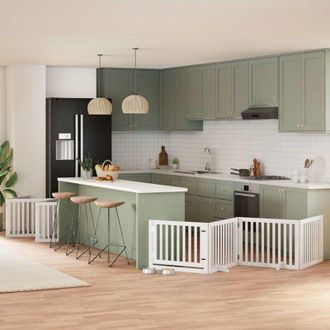 vidaXL Puerta De Perros Plegable 12 Paneles Madera &Aacute;lamo Blanca 960 Cm Vidaxl