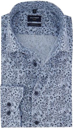Olymp overhemd blauw modern fit geprint katoen