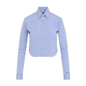 Balenciaga Gestreepte Cropped Blouse - Dames - Blouses & Shirts - Blauw - Maat: XS Katoen