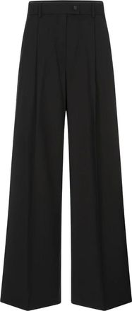 Sportmax Broeken, Dames, Zwart, 2Xs, Wol, Pantalone Oversize in Lana Stretch