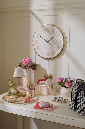 MacKenzie-Childs Check Heart Pendant Wall Clock