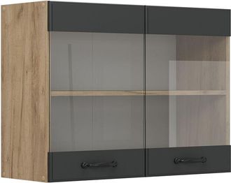 Vicco Armario De Cocina Con Vidrio R-line, Antracita Casa De Campo, 80 Cm