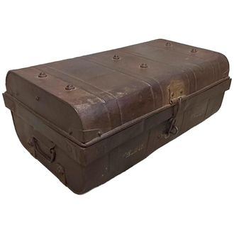 Wanderlust Deco Maleta De Metal Acabado Artesanal Marr&oacute;n 67x37x25h Cm