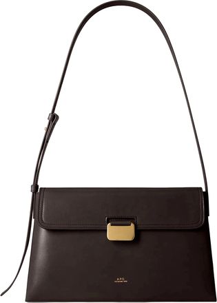 A.P.C. Dark Brown Leather Gold Hardware Shoulder Bag