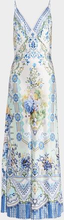 Camilla Backless Floral-Print Silk Maxi Slip Dress